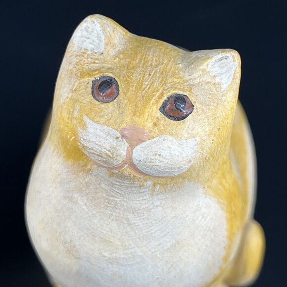 Vintage 1989 Artisans Cat Chalk Ware Figurines Folk Art Unique Designs Set 2 - Picture 2 of 16